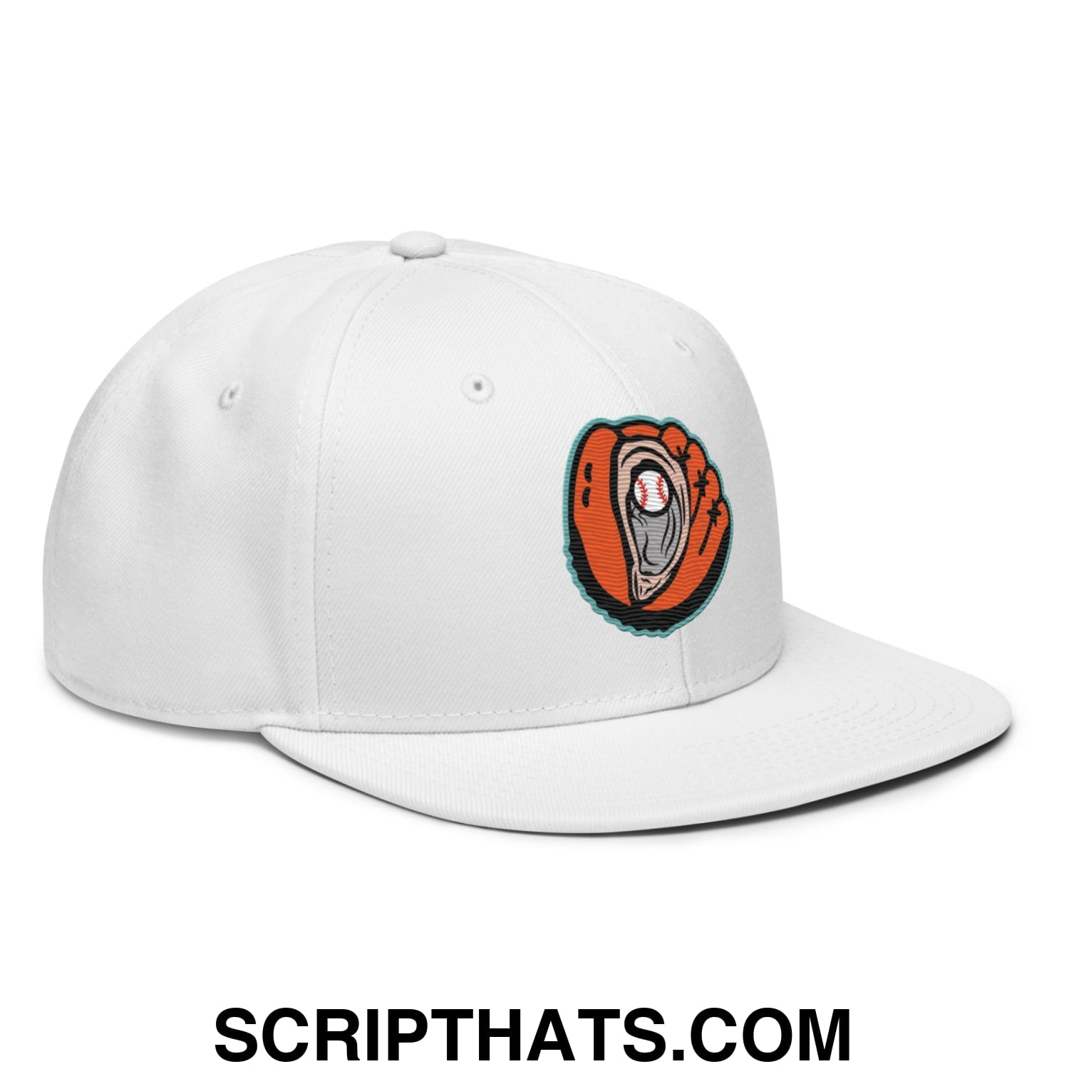 Oystercatchers Baseball Embroidered Flat Bill Brim Snapback Hat White