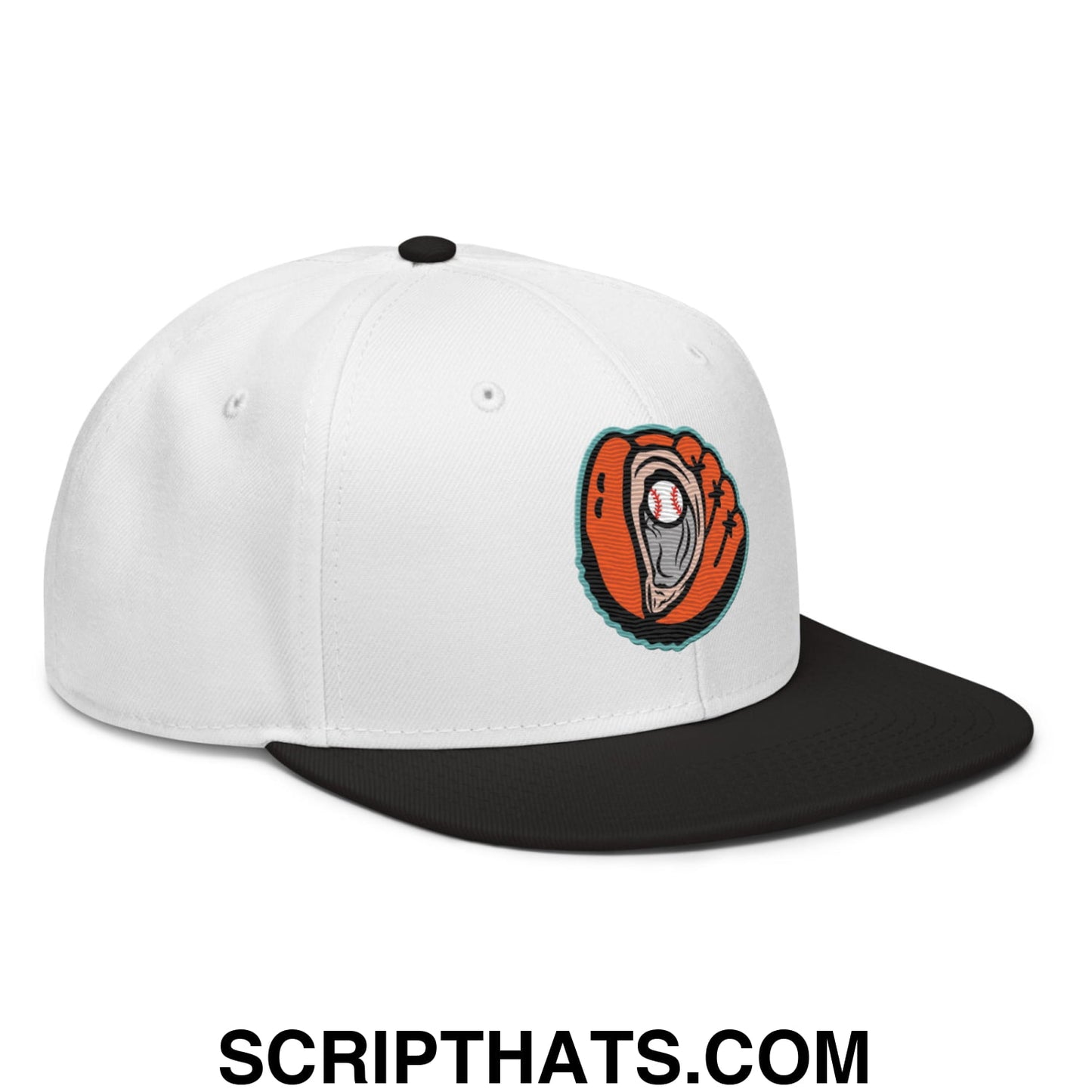 Oystercatchers Baseball Embroidered Flat Bill Brim Snapback Hat Black White White