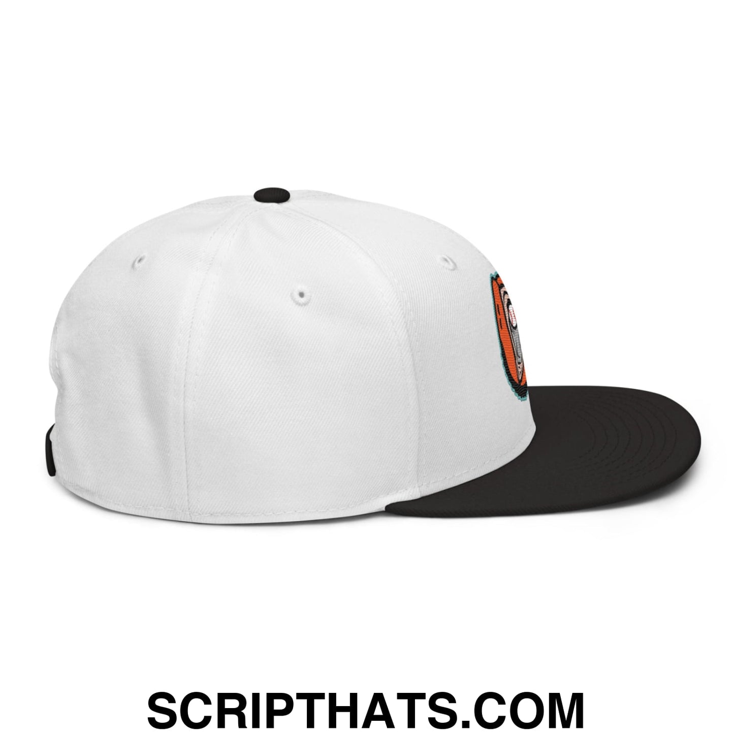 Oystercatchers Baseball Embroidered Flat Bill Brim Snapback Hat Black White White