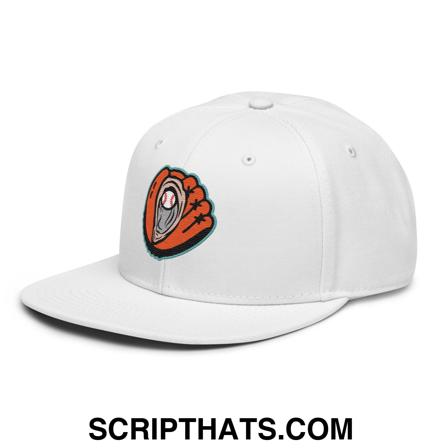Oystercatchers Baseball Embroidered Flat Bill Brim Snapback Hat White