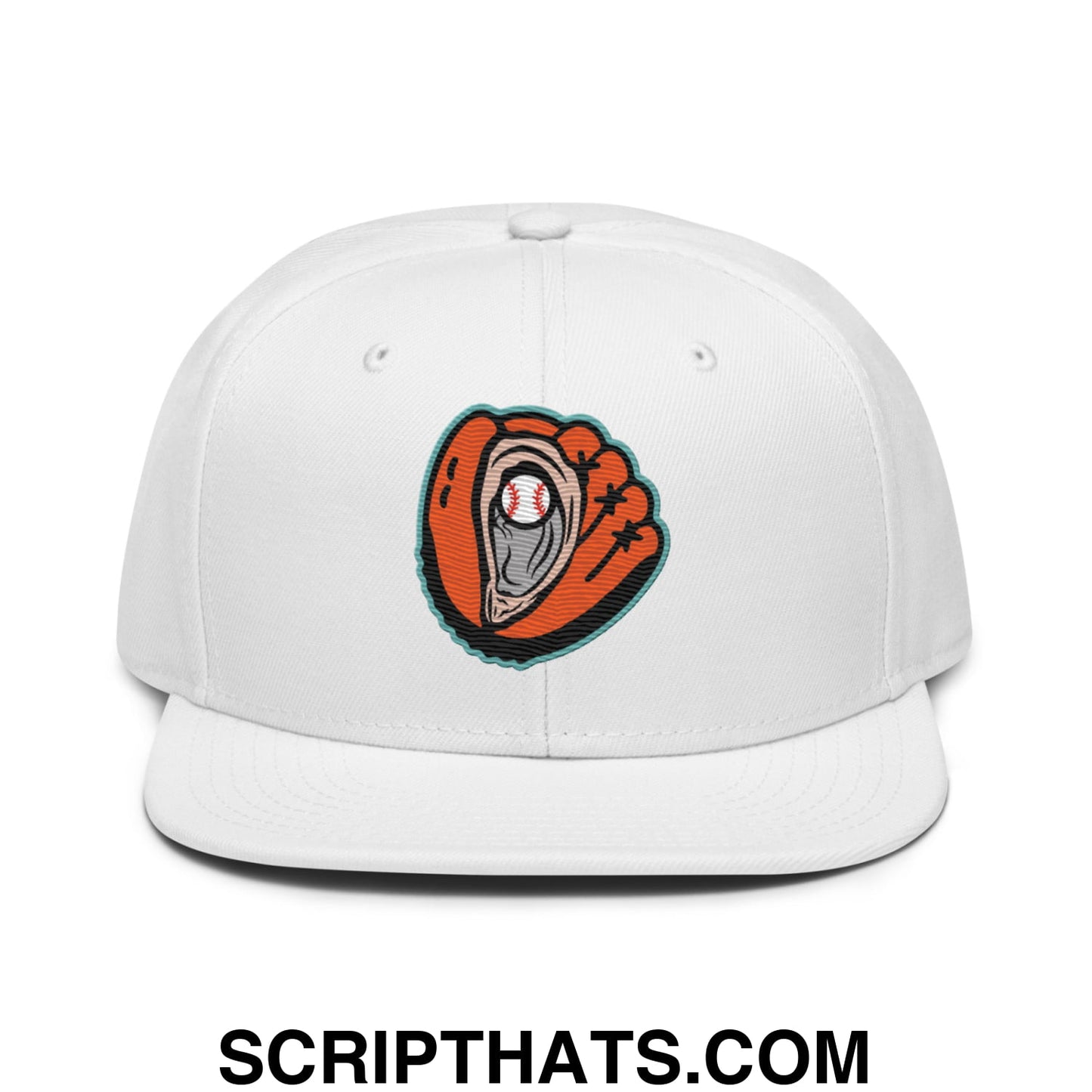 Oystercatchers Baseball Embroidered Flat Bill Brim Snapback Hat White