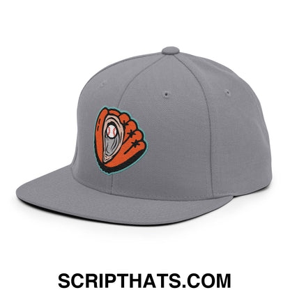 Oystercatchers Baseball Embroidered Flat Brim Bill Snapback Hat Silver