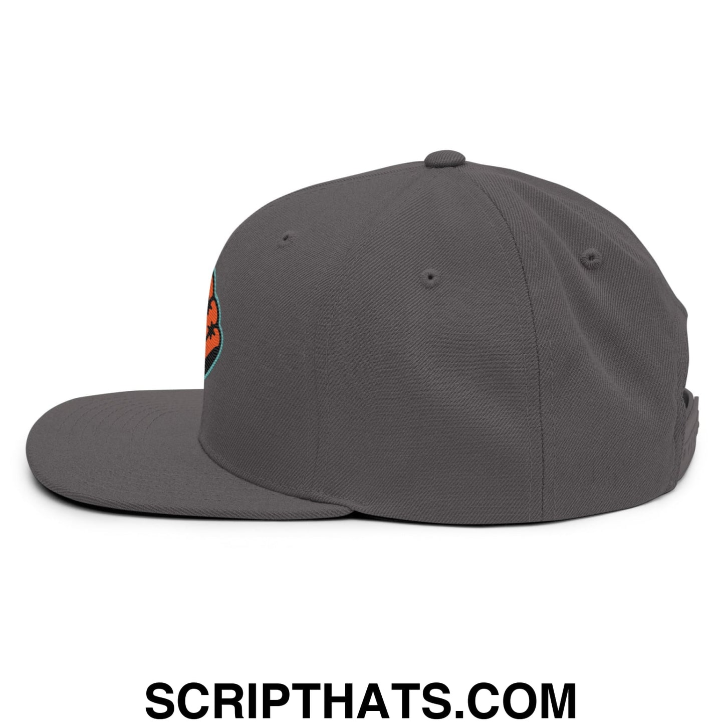 Oystercatchers Baseball Embroidered Flat Brim Bill Snapback Hat Dark Grey