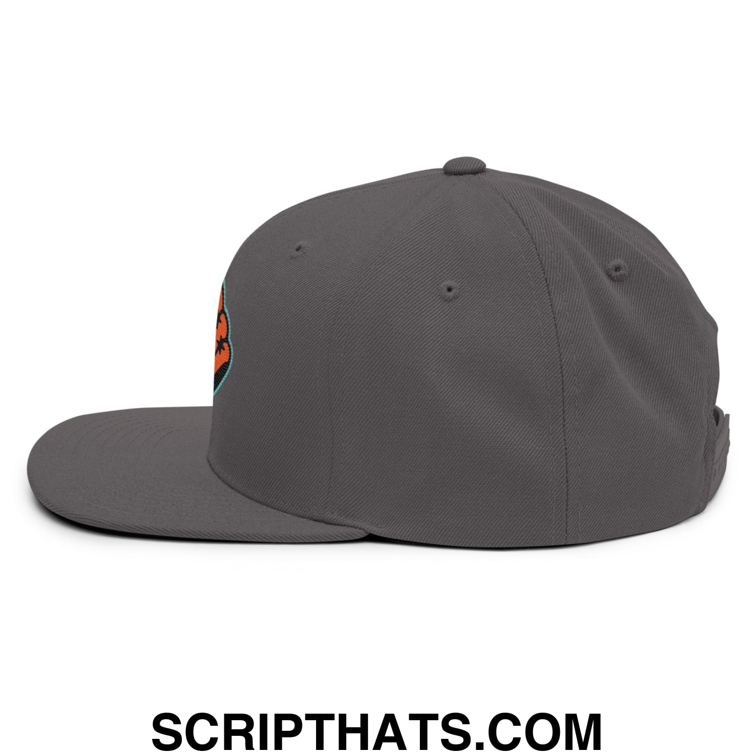 Oystercatchers Baseball Embroidered Flat Brim Bill Snapback Hat Dark Grey