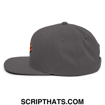 Oystercatchers Baseball Embroidered Flat Brim Bill Snapback Hat Dark Grey