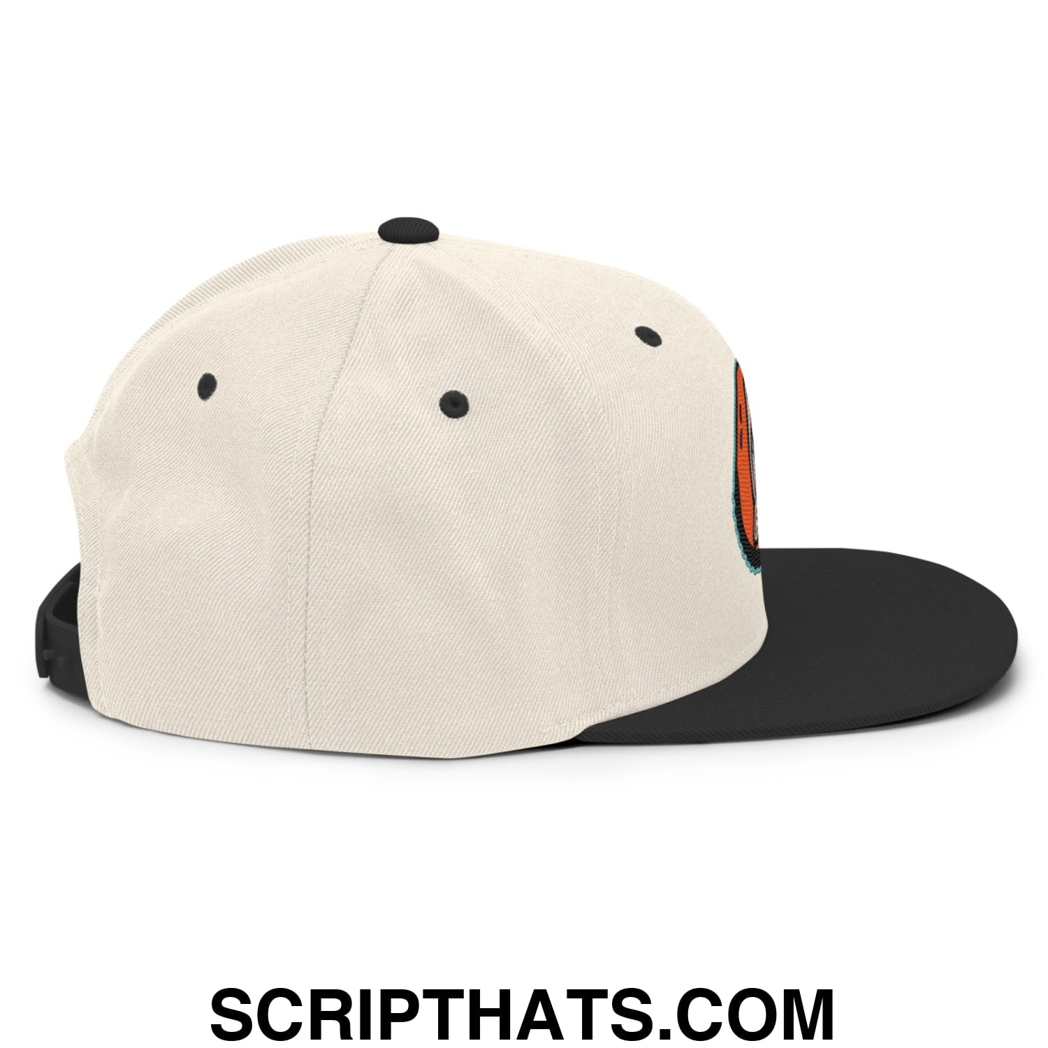 Oystercatchers Baseball Embroidered Flat Brim Bill Snapback Hat Natural Black