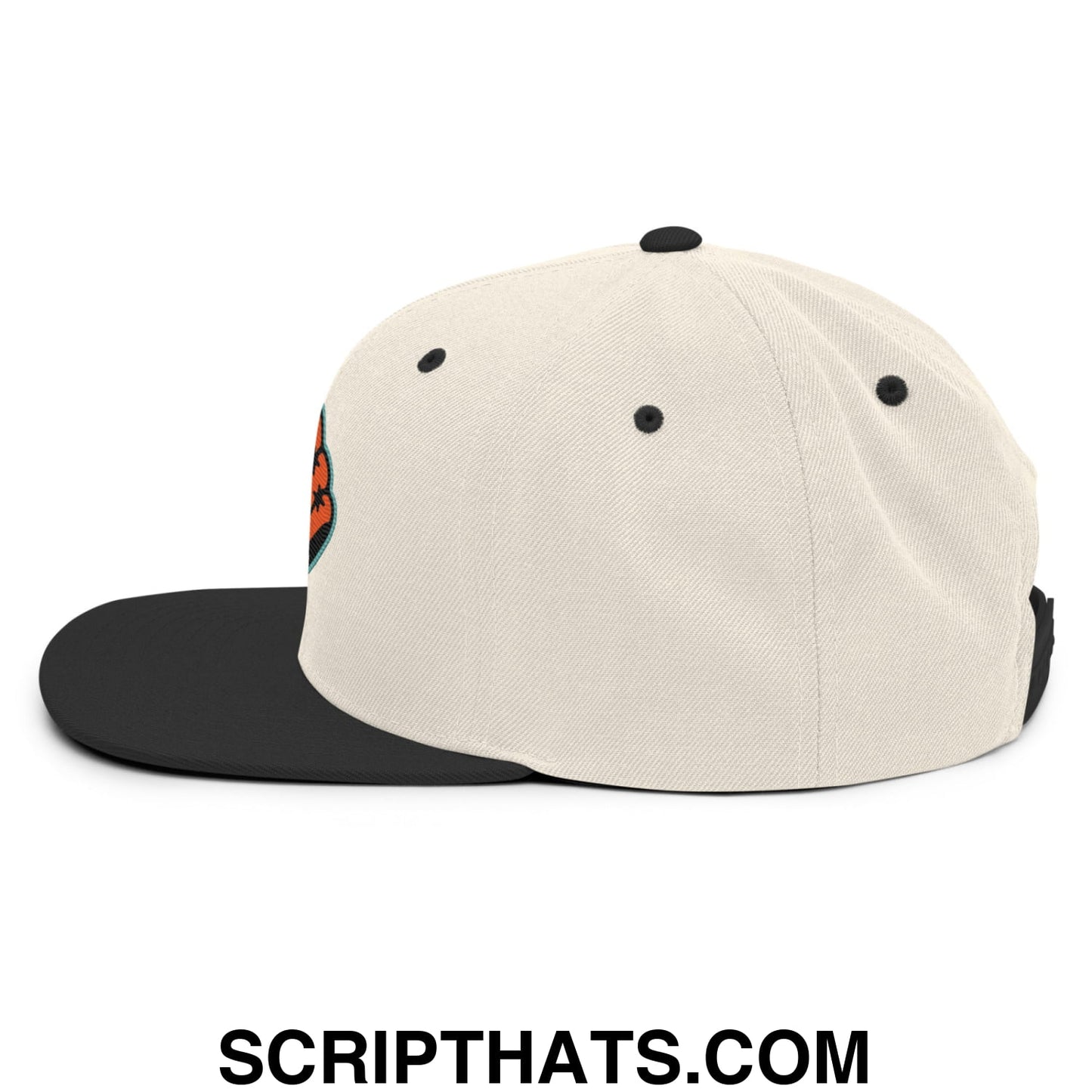 Oystercatchers Baseball Embroidered Flat Brim Bill Snapback Hat Natural Black
