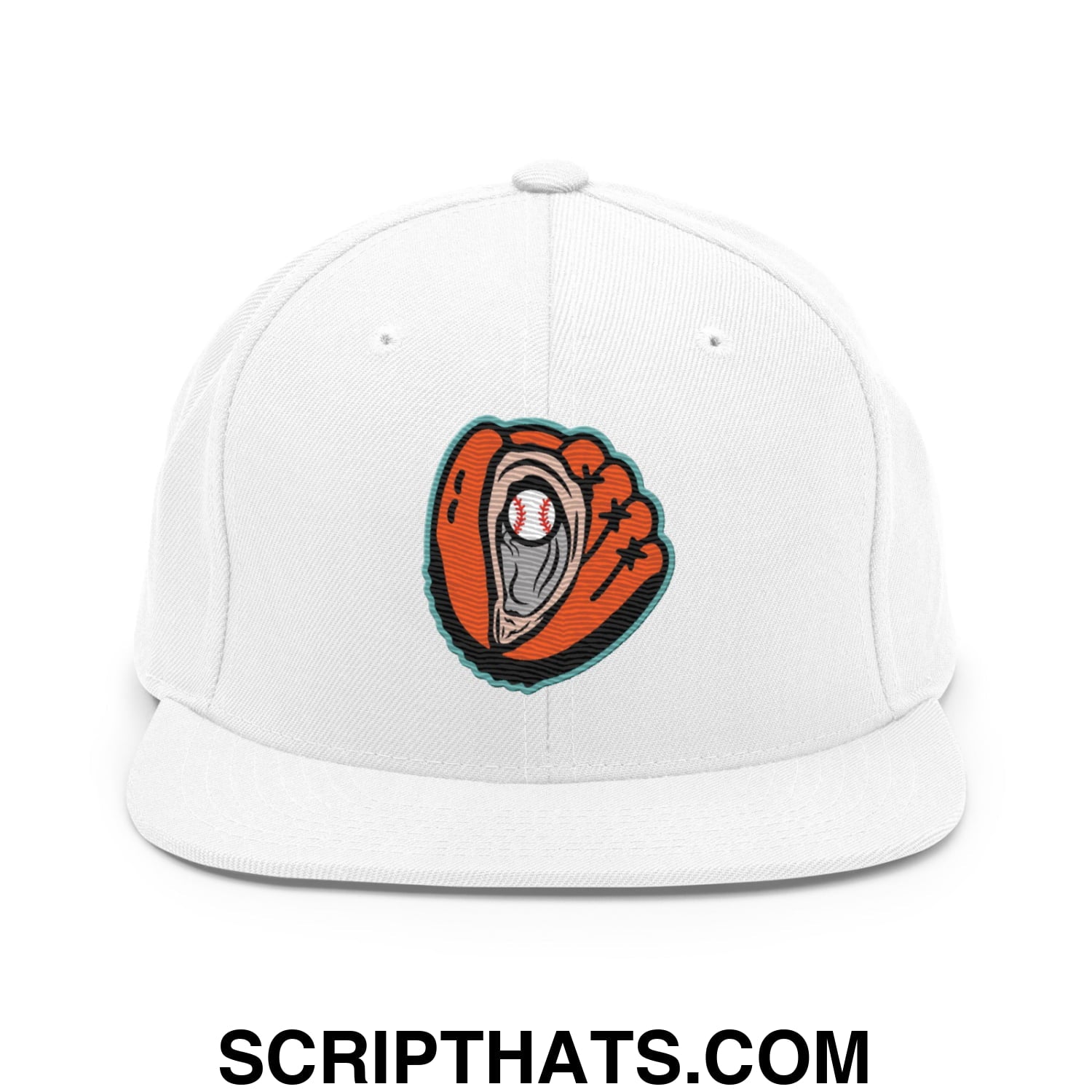 Oystercatchers Baseball Embroidered Flat Brim Bill Snapback Hat White