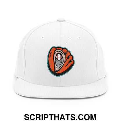 Oystercatchers Baseball Embroidered Flat Brim Bill Snapback Hat White