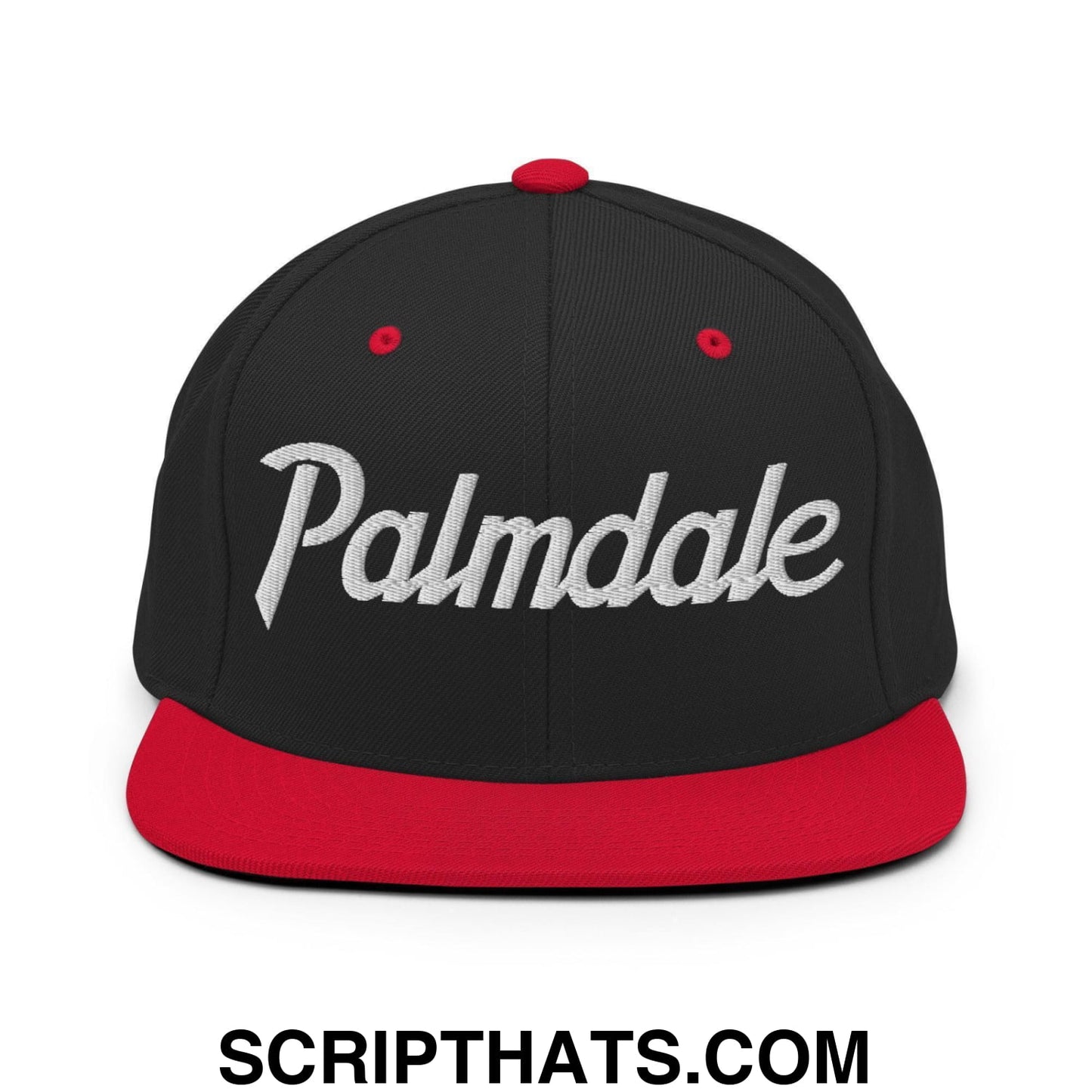 Palmdale Script Snapback Hat Black Red