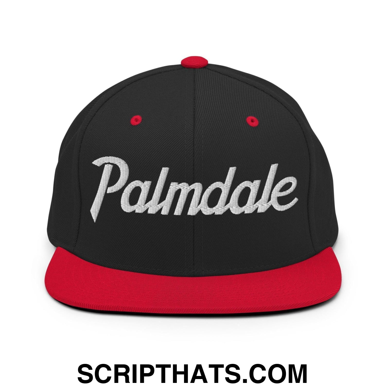 Palmdale Script Snapback Hat Black Red