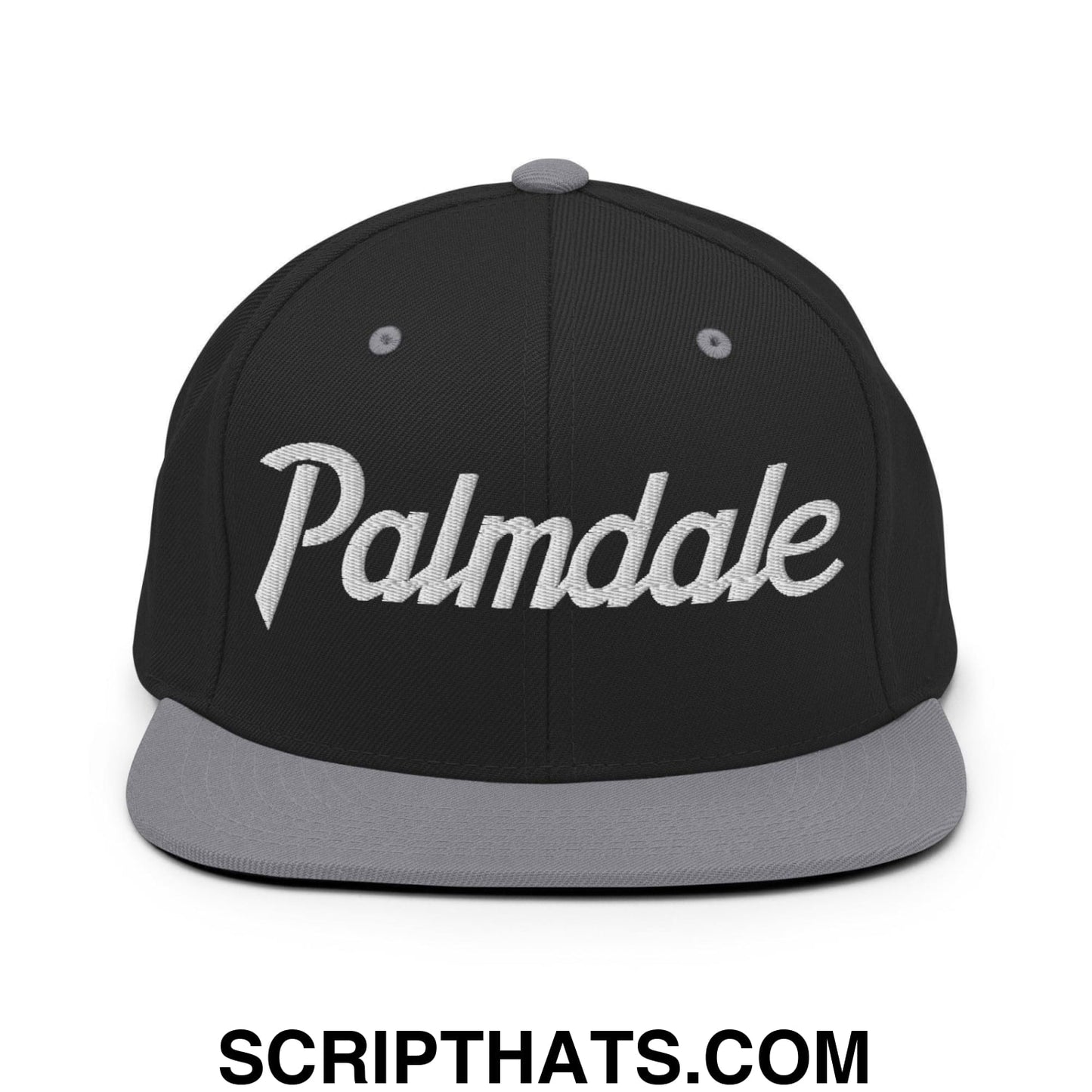 Palmdale Script Snapback Hat Black Silver