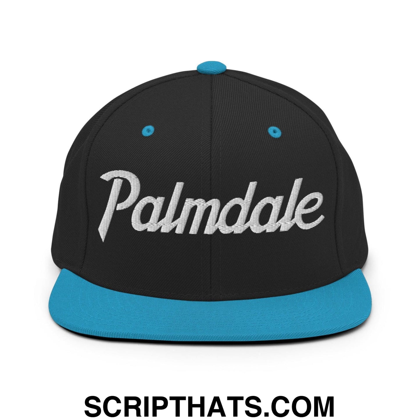 Palmdale Script Snapback Hat Black Teal