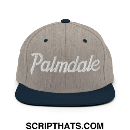Palmdale Script Snapback Hat Heather Grey Navy