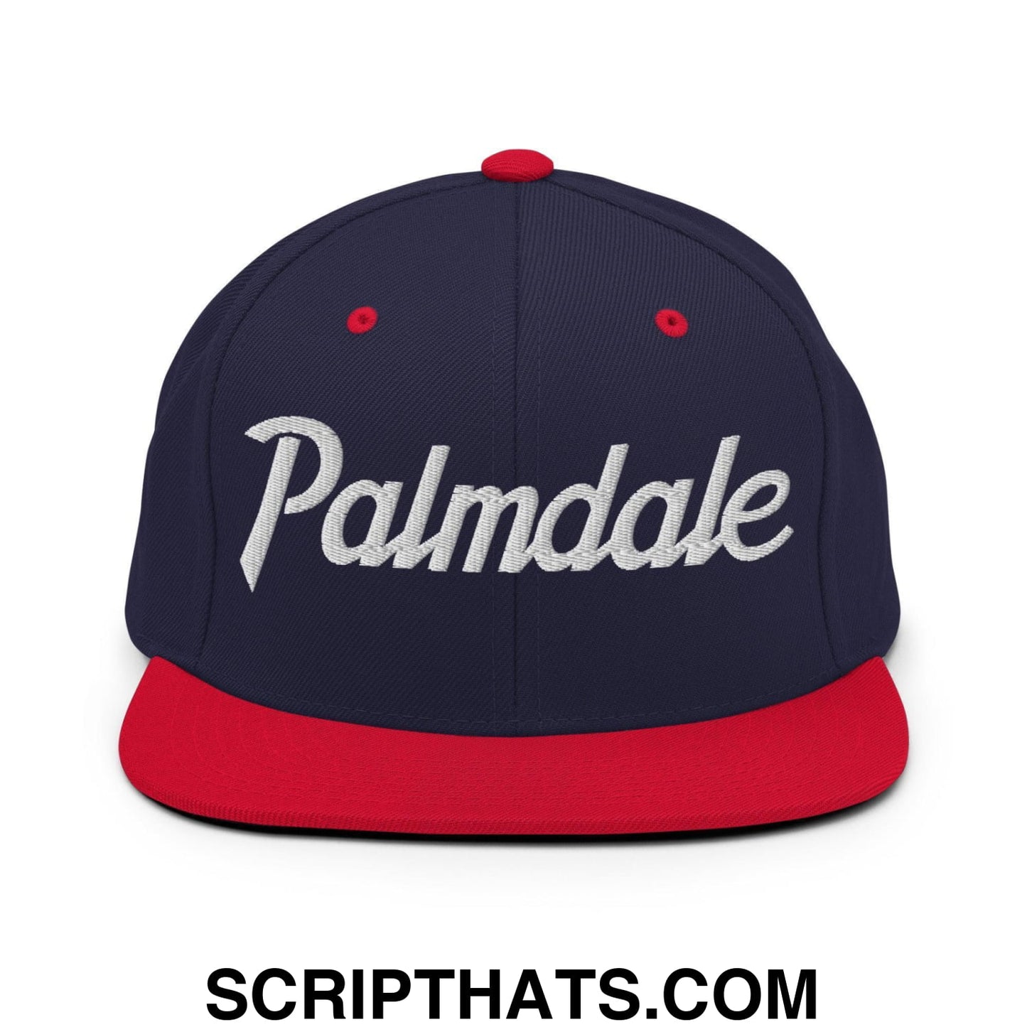 Palmdale Script Snapback Hat Navy Red