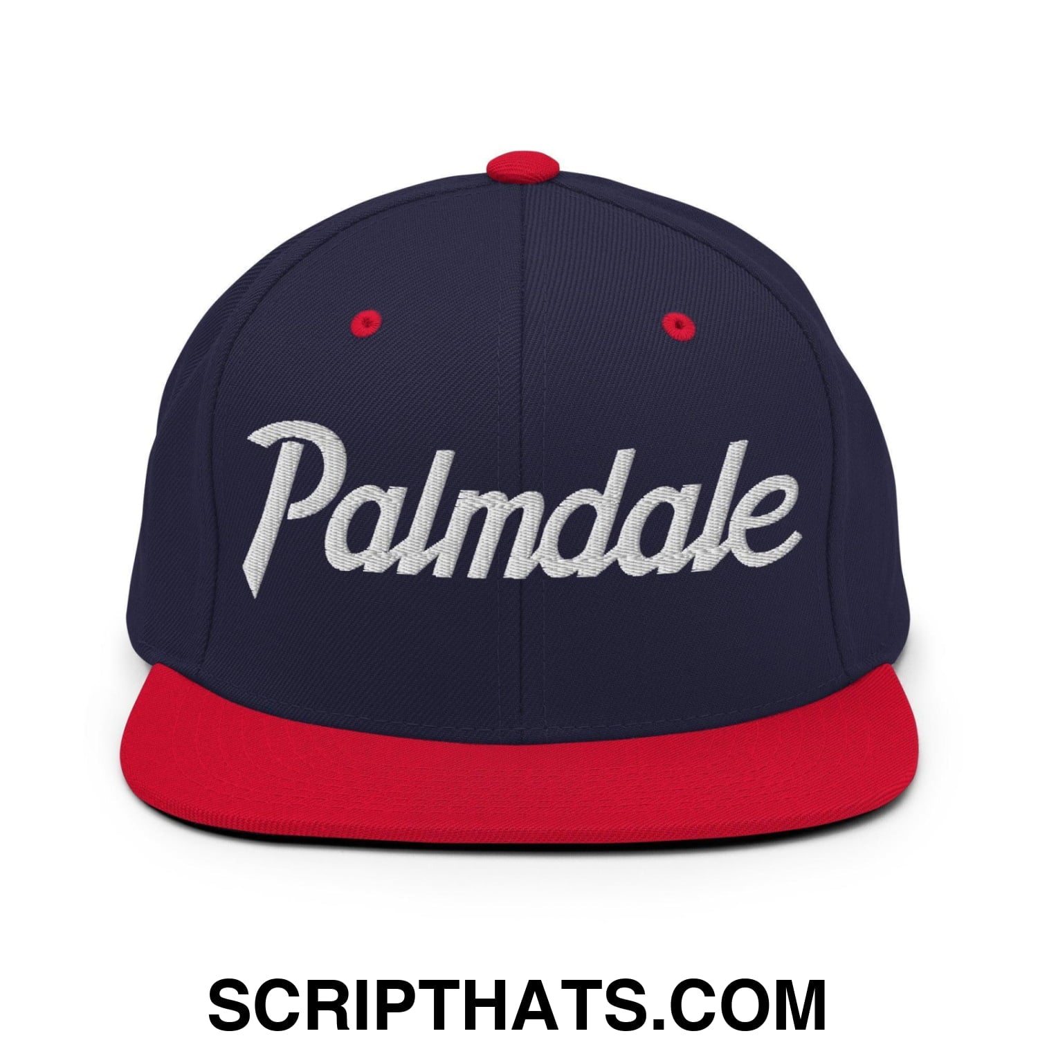 Palmdale Script Snapback Hat Navy Red