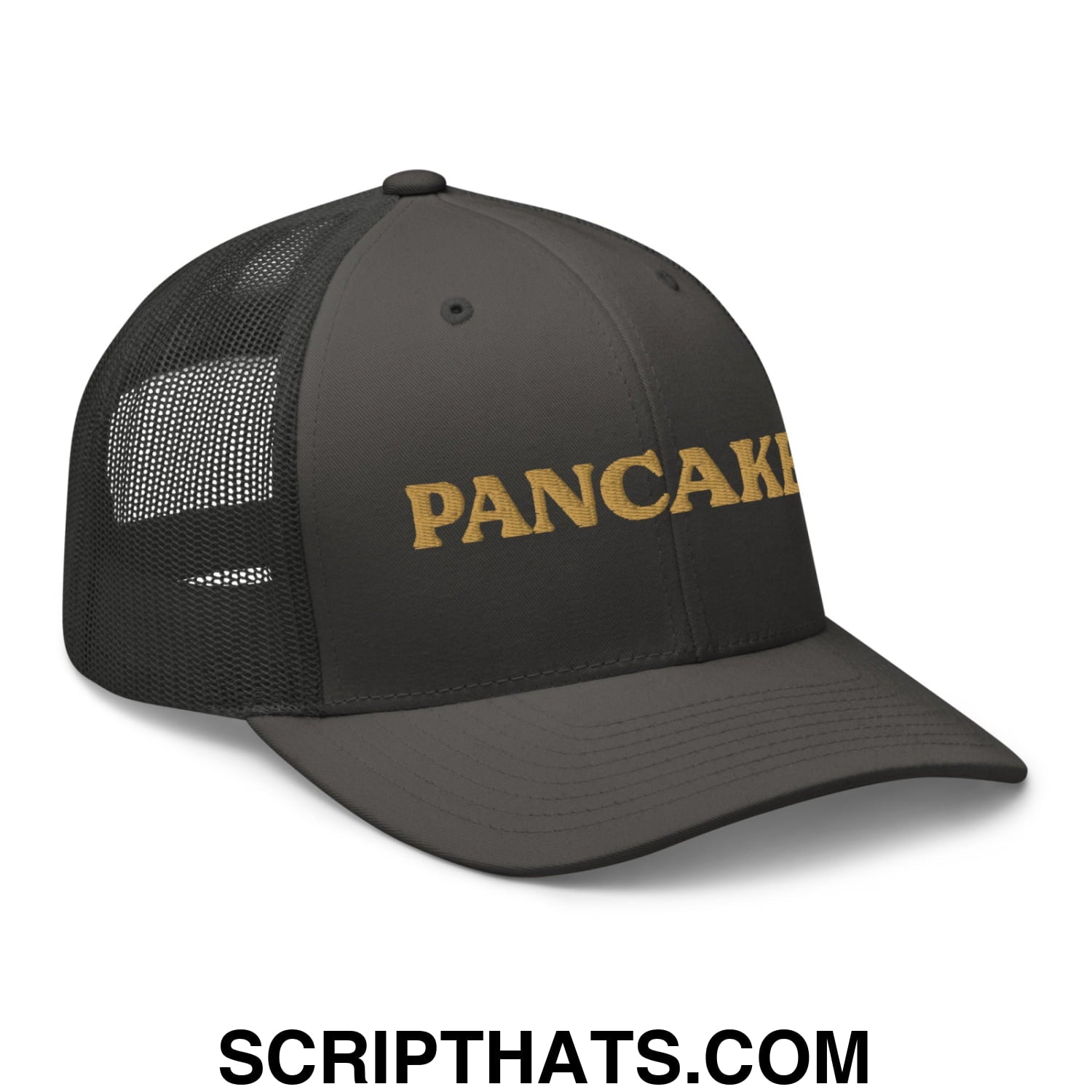 Pancakes Embroidered Mesh Trucker Hat Charcoal