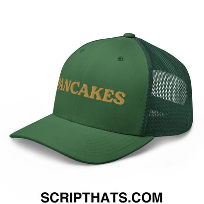 Pancakes Embroidered Mesh Trucker Hat Evergreen