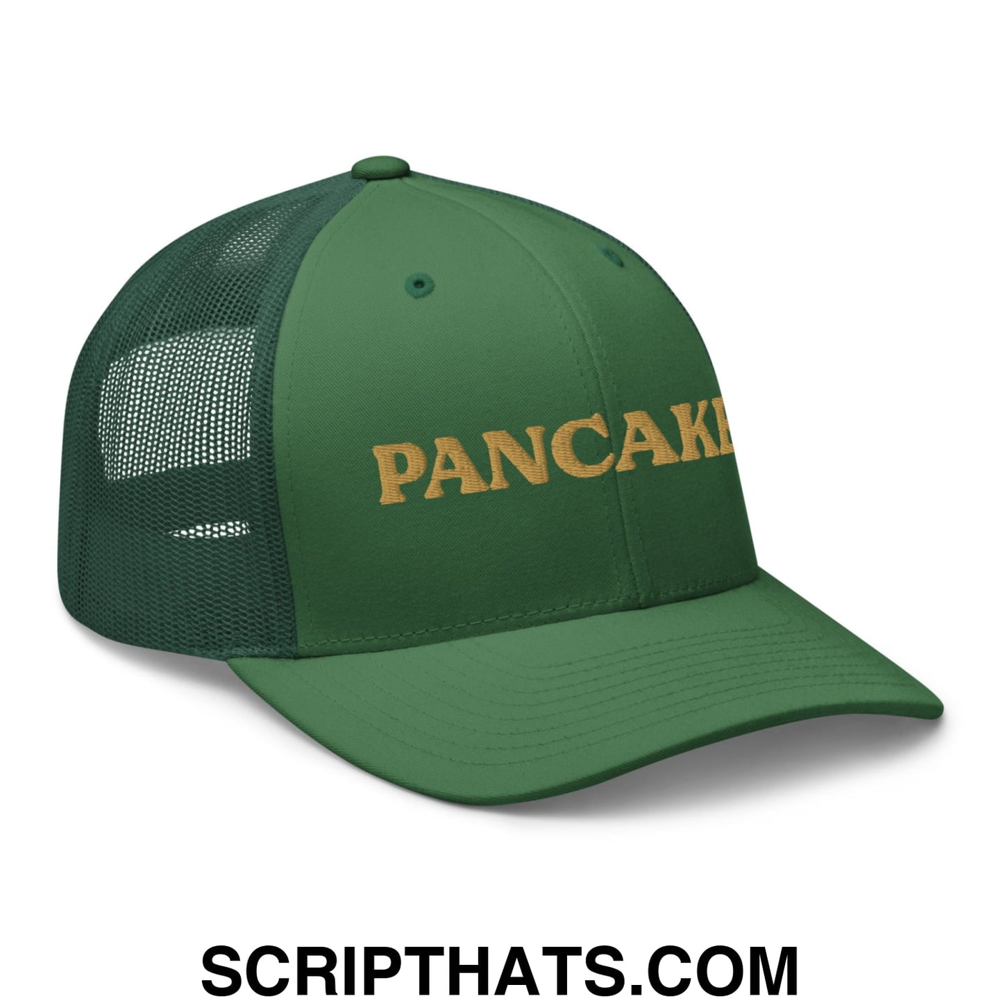 Pancakes Embroidered Mesh Trucker Hat Evergreen