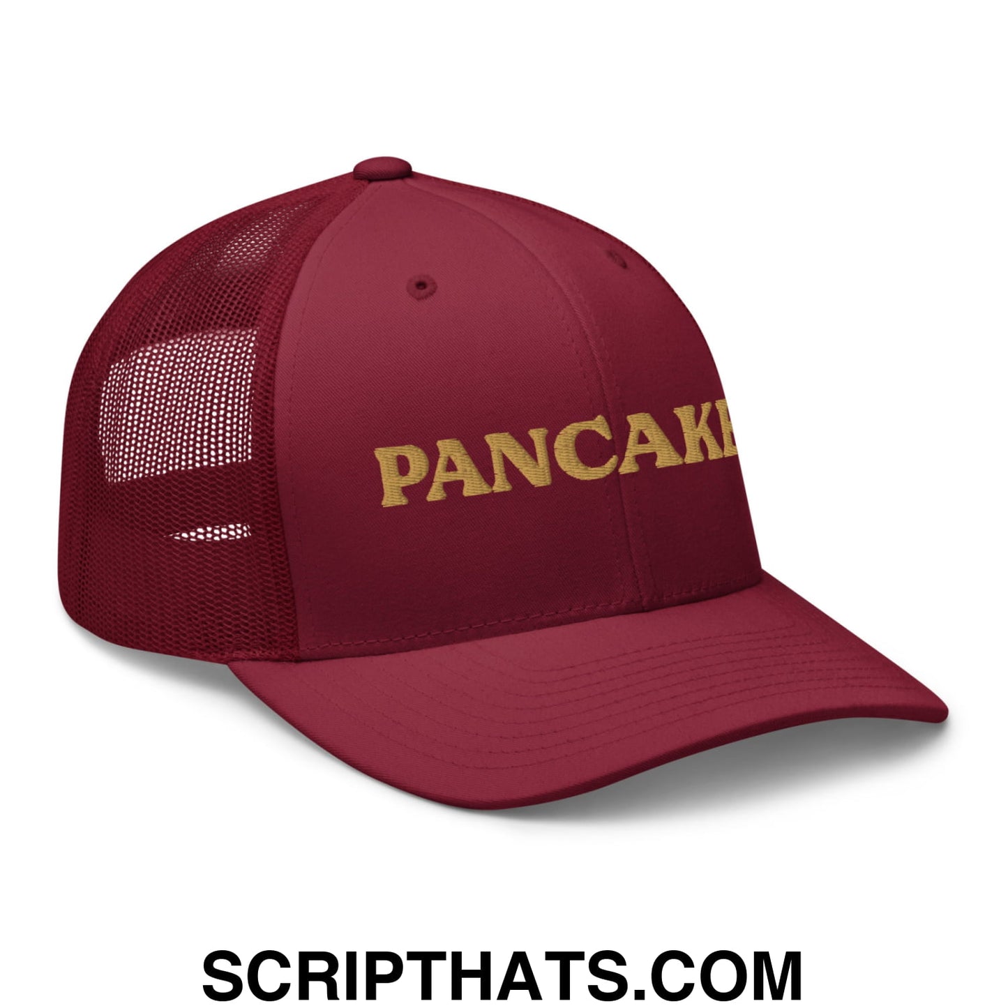 Pancakes Embroidered Mesh Trucker Hat Cranberry