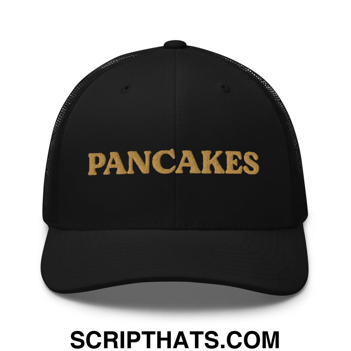 Pancakes Embroidered Mesh Trucker Hat Black