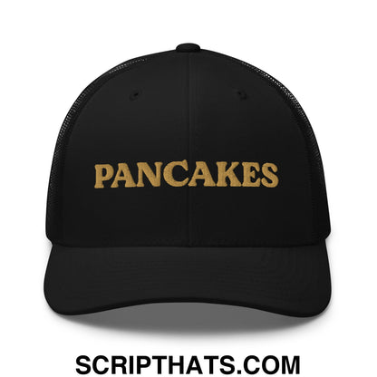 Pancakes Embroidered Mesh Trucker Hat Black