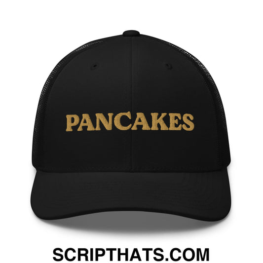 Pancakes Embroidered Mesh Trucker Hat Black
