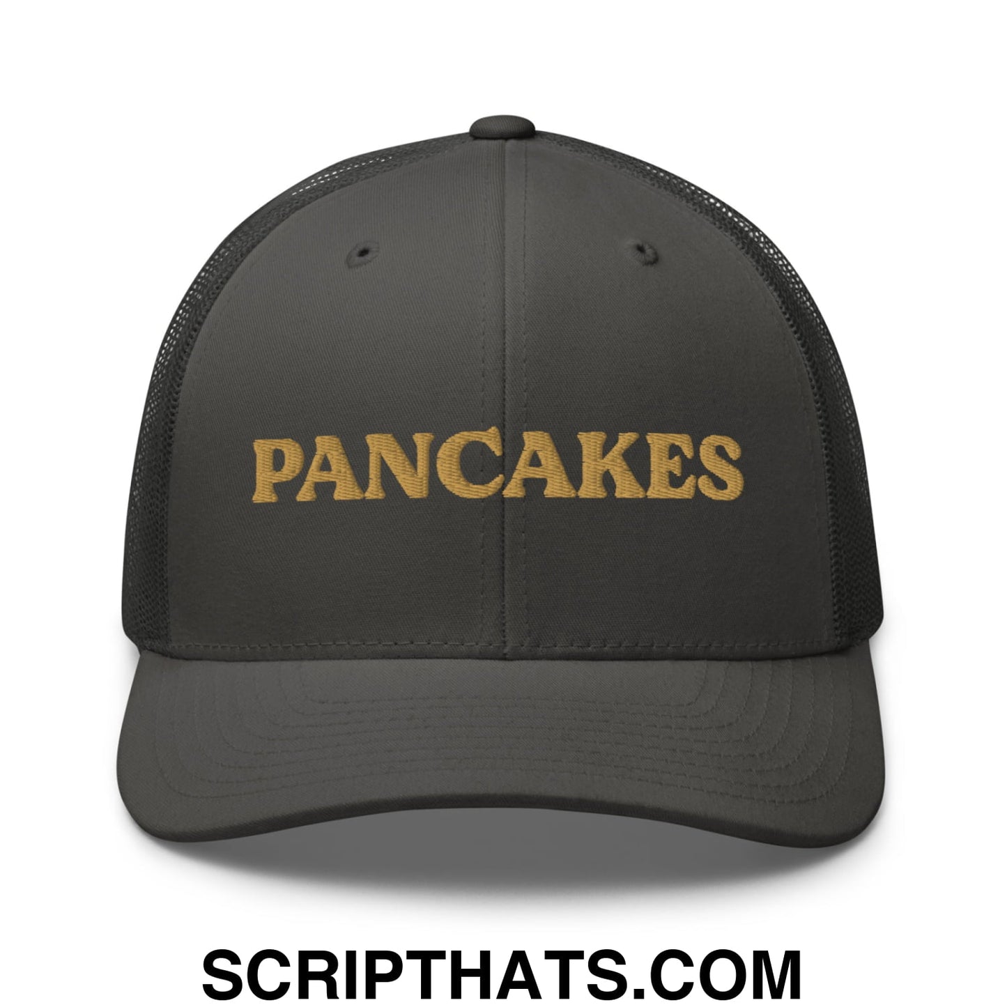 Pancakes Embroidered Mesh Trucker Hat Charcoal