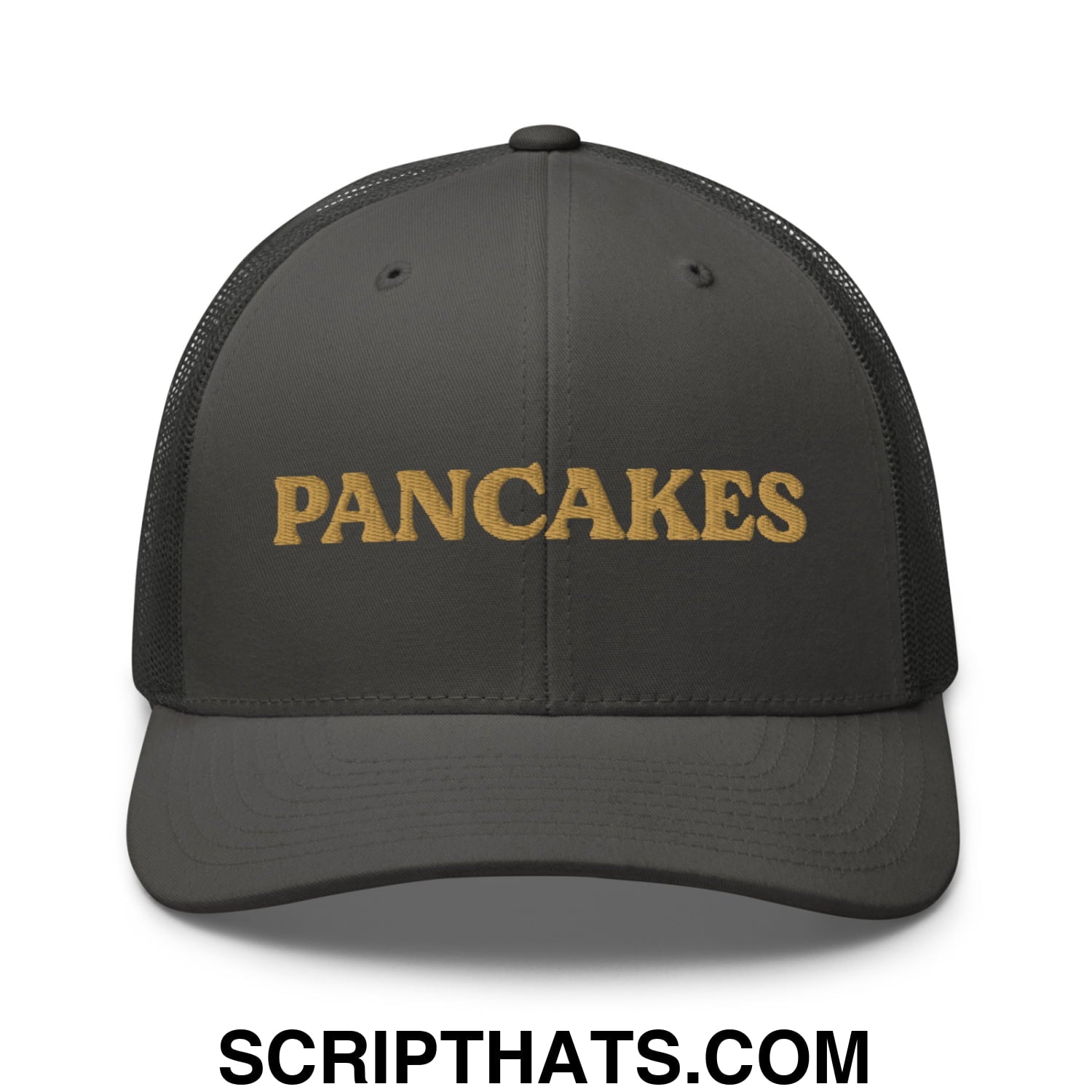 Pancakes Embroidered Mesh Trucker Hat Charcoal