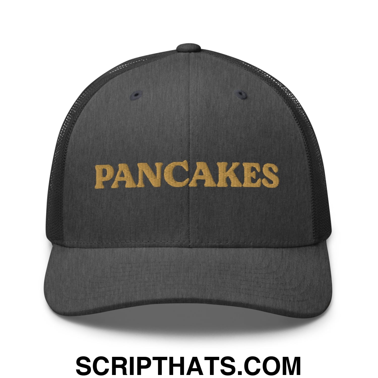 Pancakes Embroidered Mesh Trucker Hat Dark Heather Gray