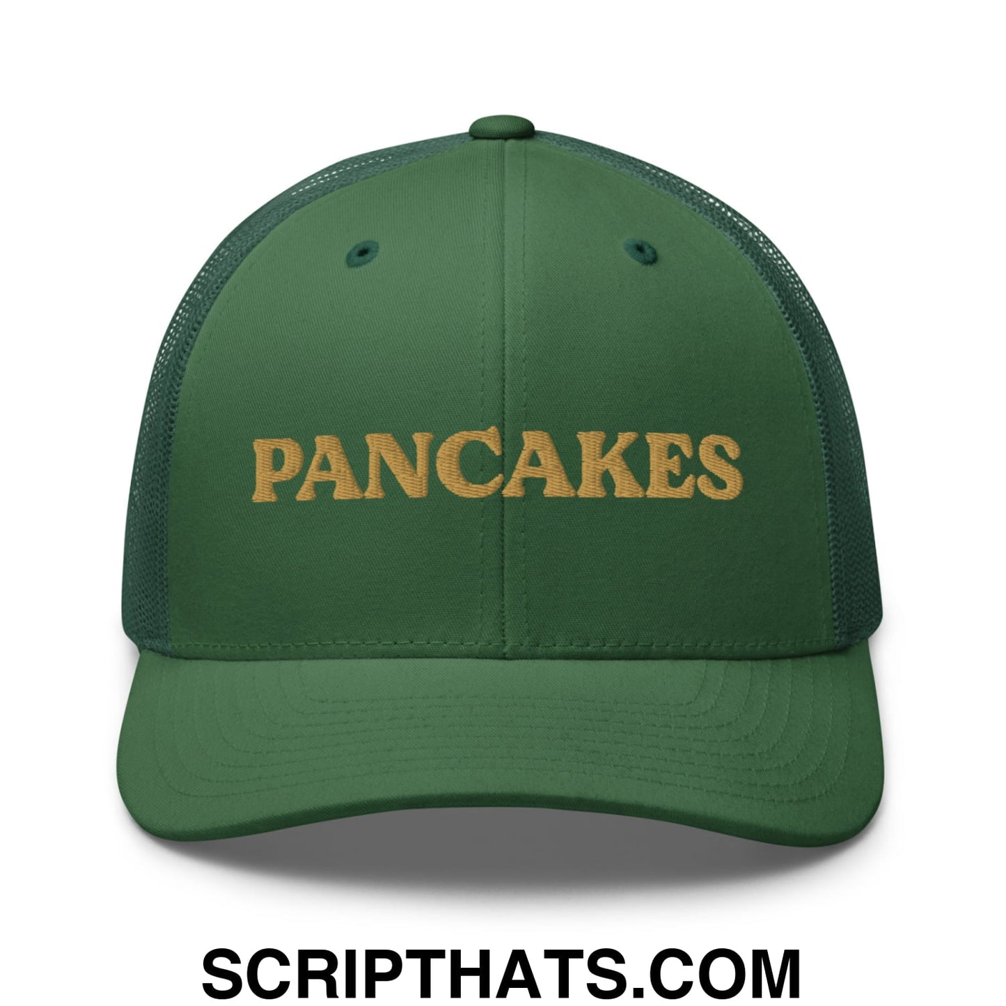 Pancakes Embroidered Mesh Trucker Hat Evergreen