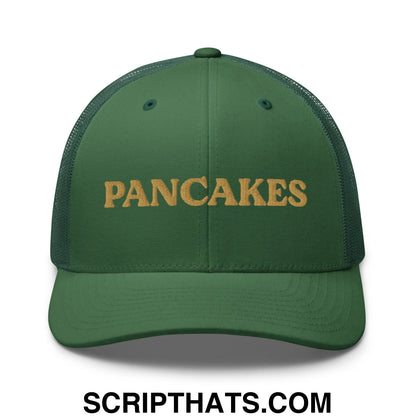 Pancakes Embroidered Mesh Trucker Hat Evergreen