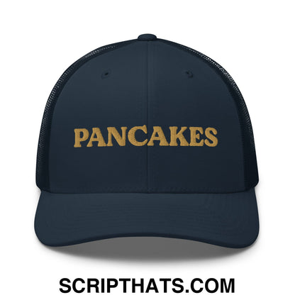 Pancakes Embroidered Mesh Trucker Hat Navy