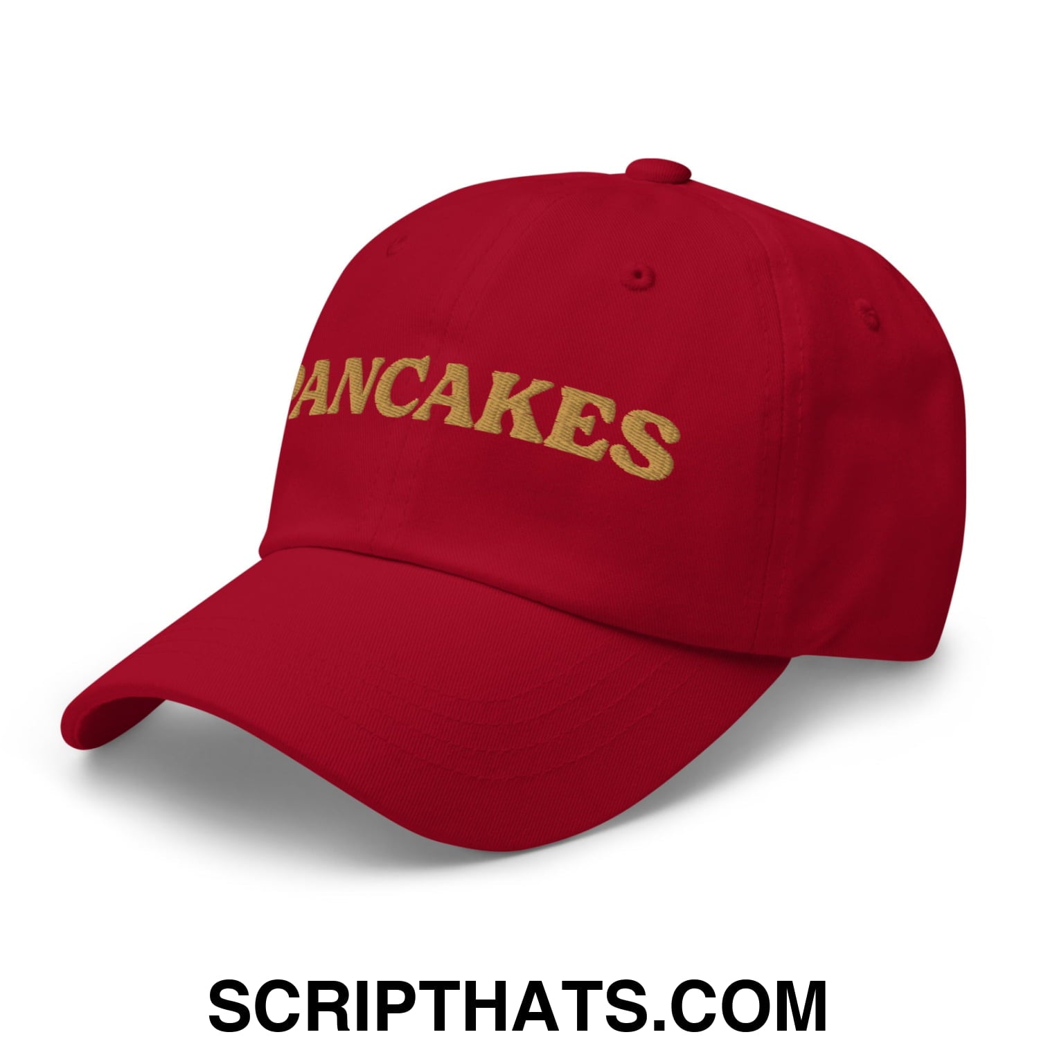 Pancakes Embroidered Unstructured Dad Hat Cranberry