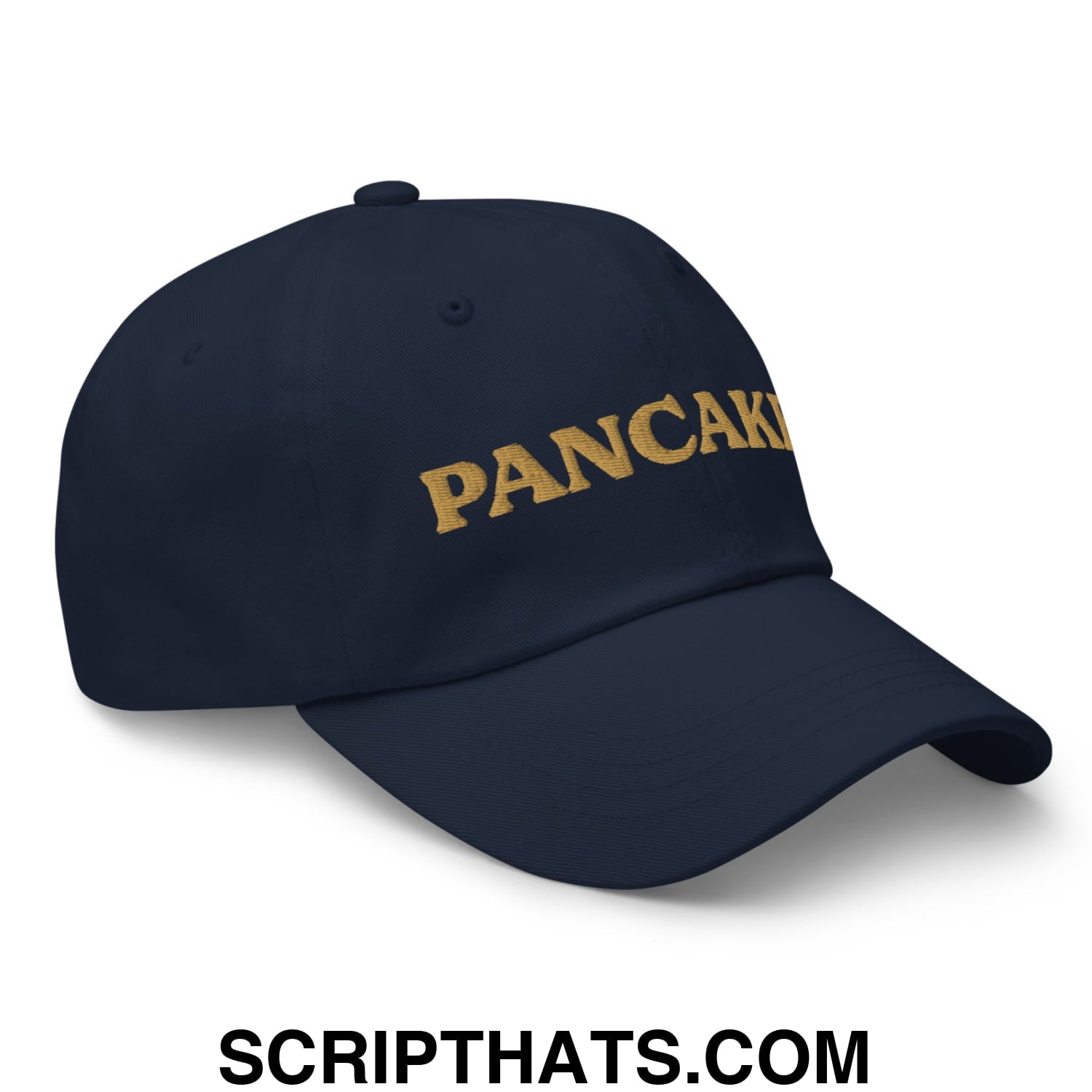 Pancakes Embroidered Unstructured Dad Hat Navy