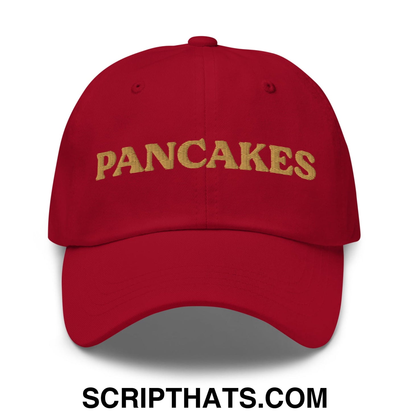 Pancakes Embroidered Unstructured Dad Hat Cranberry