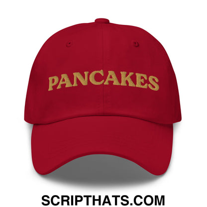 Pancakes Embroidered Unstructured Dad Hat Cranberry