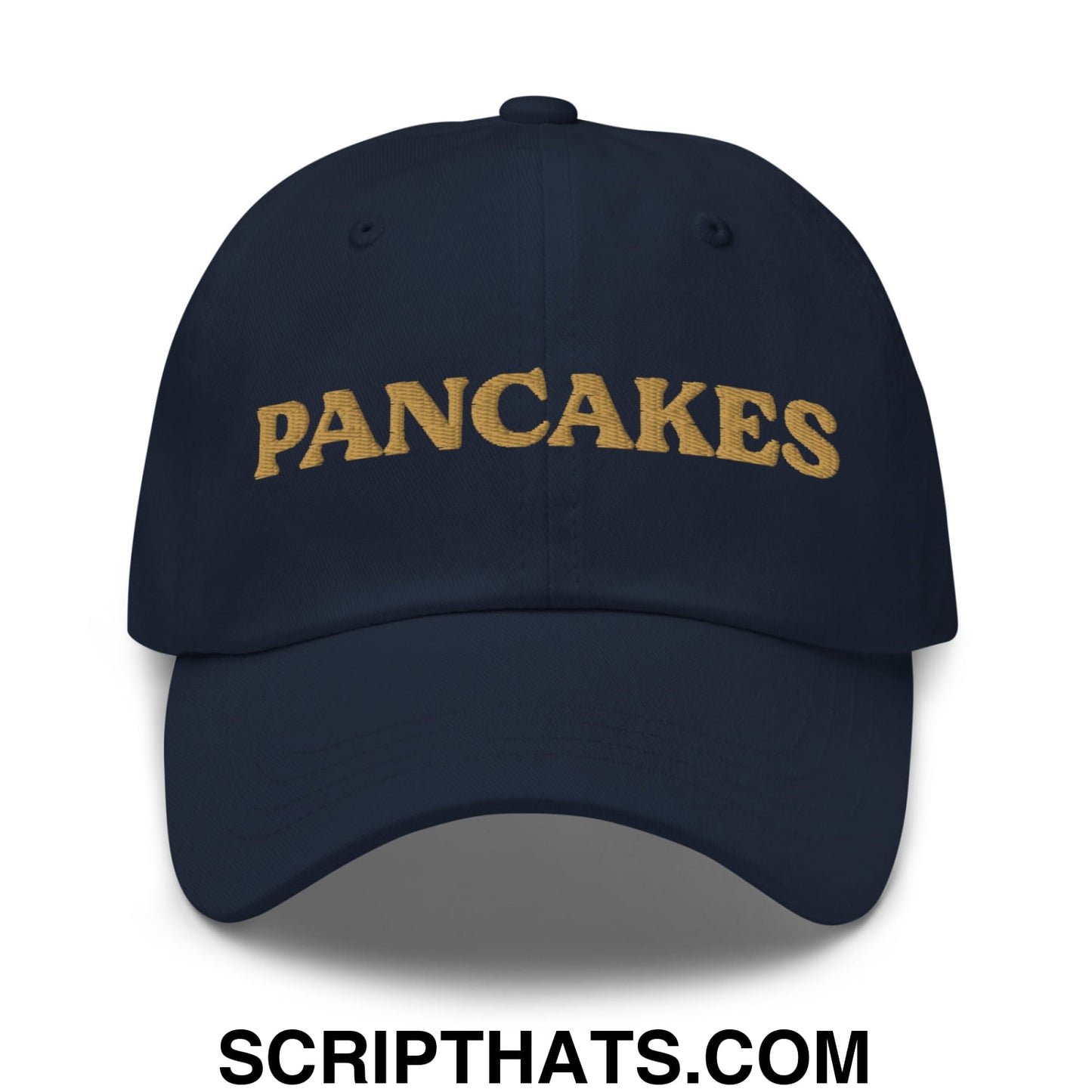 Pancakes Embroidered Unstructured Dad Hat Navy