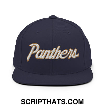 Panthers IV School Mascot Vintage Sports Script Snapback Hat Navy