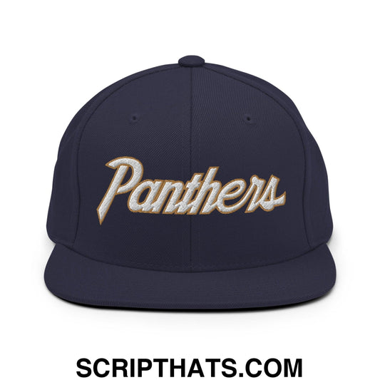 Panthers IV School Mascot Vintage Sports Script Snapback Hat Navy