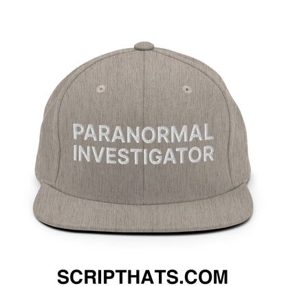 Paranormal Investigator Embroidered Flat Bill Brim Snapback Hat Heather Grey