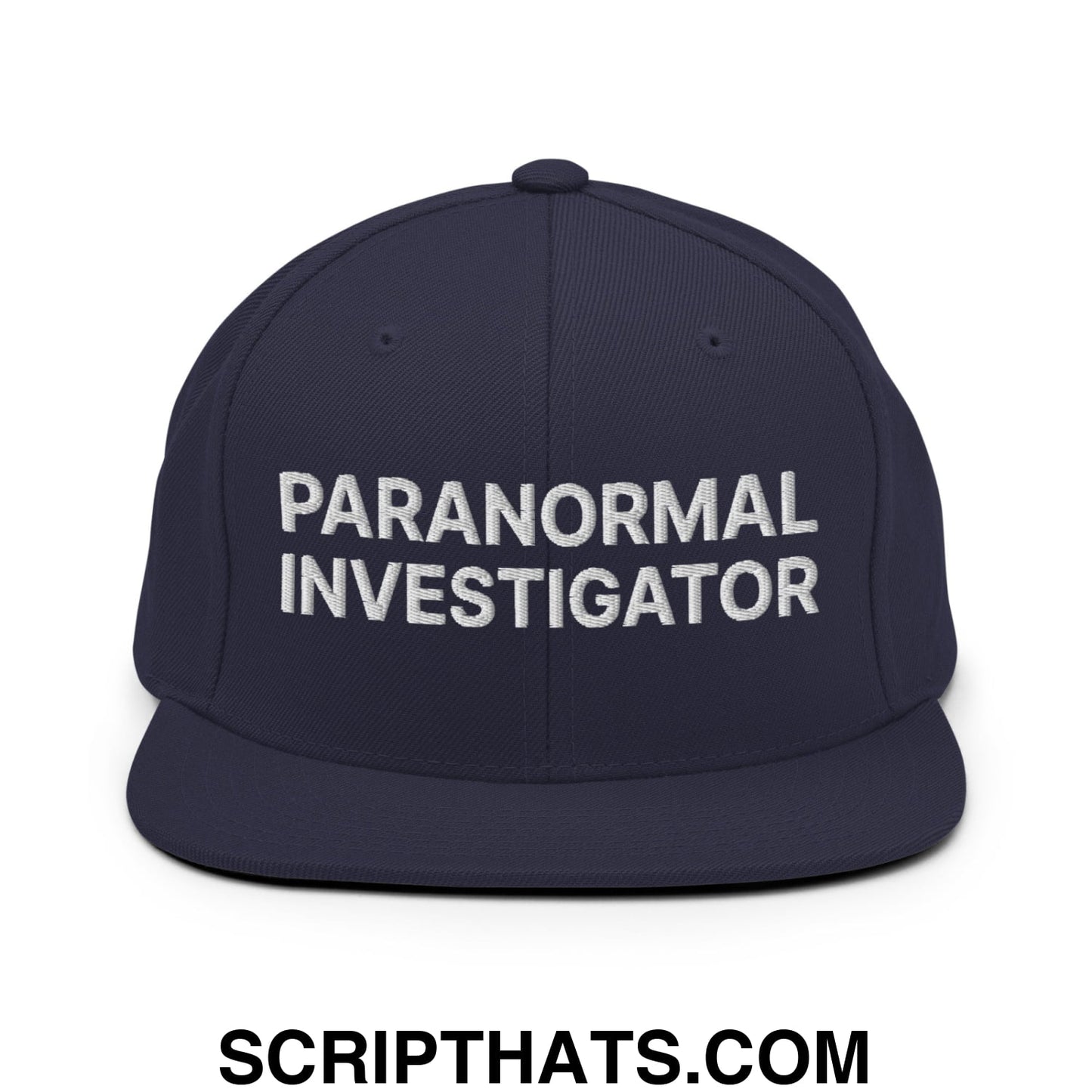 Paranormal Investigator Embroidered Flat Bill Brim Snapback Hat Navy