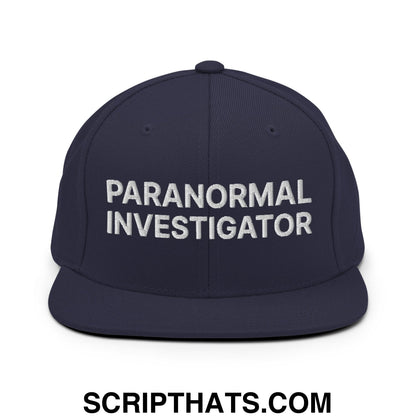 Paranormal Investigator Embroidered Flat Bill Brim Snapback Hat Navy