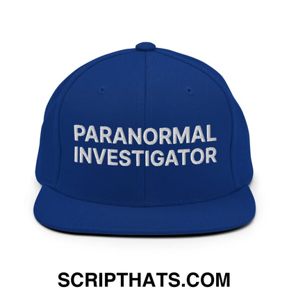 Paranormal Investigator Embroidered Flat Bill Brim Snapback Hat Royal Blue
