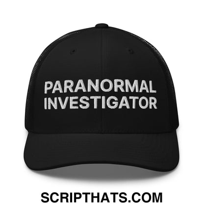 Paranormal Investigator Embroidered Mesh Trucker Hat Black
