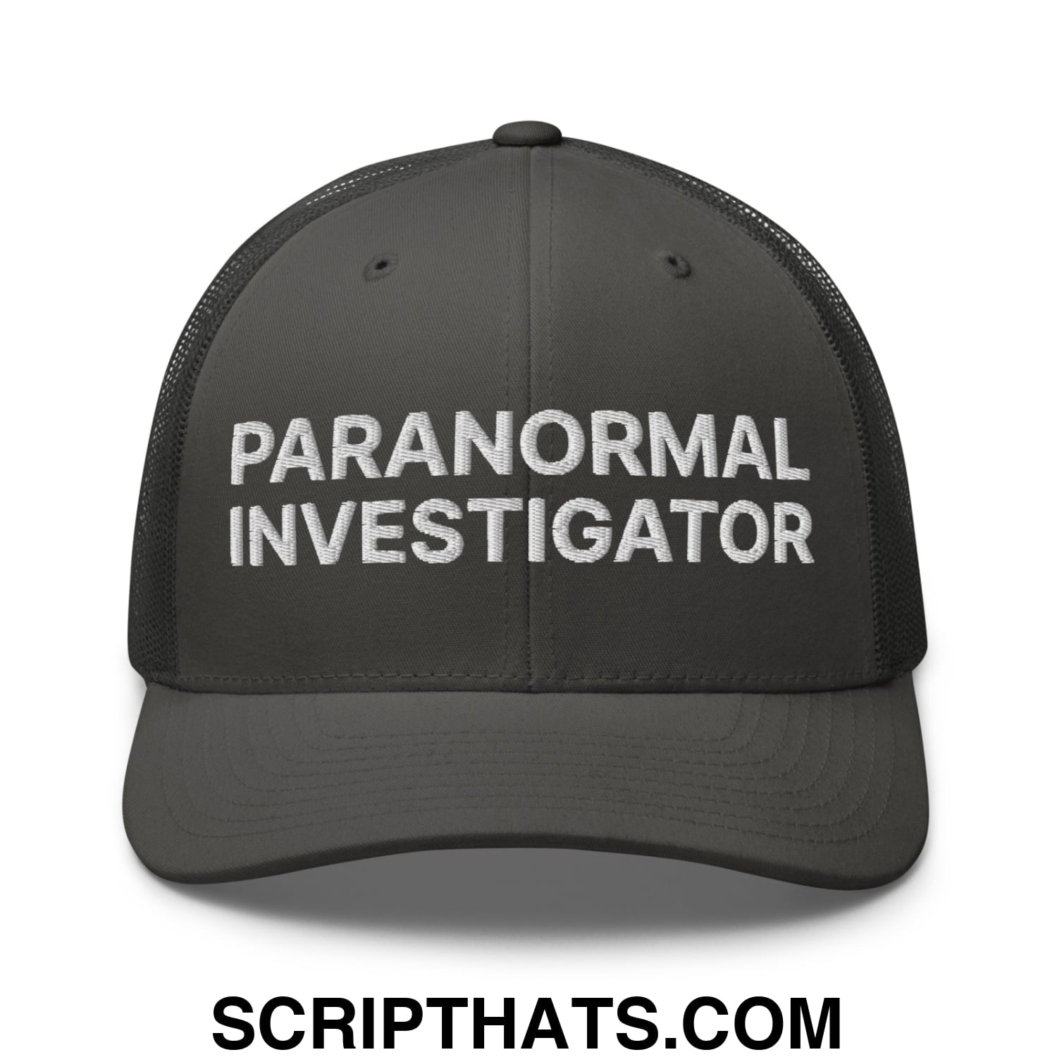 Paranormal Investigator Embroidered Mesh Trucker Hat Charcoal