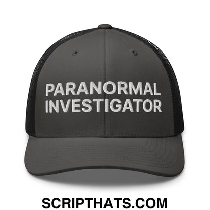 Paranormal Investigator Embroidered Mesh Trucker Hat Charcoal Black