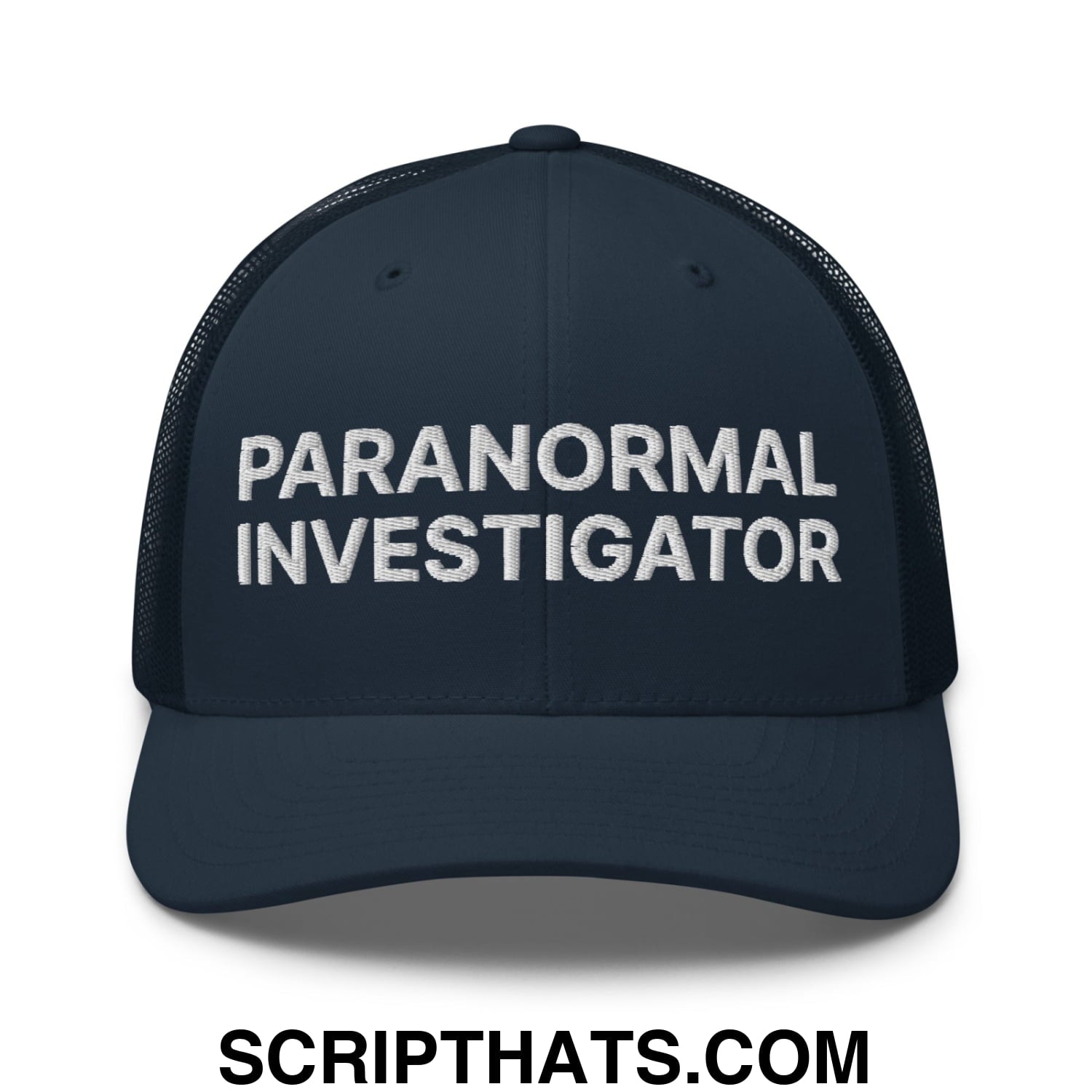 Paranormal Investigator Embroidered Mesh Trucker Hat Navy