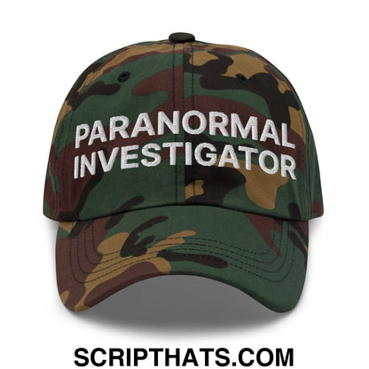Paranormal Investigator Embroidered Unstructured Dad Hat Green Camo