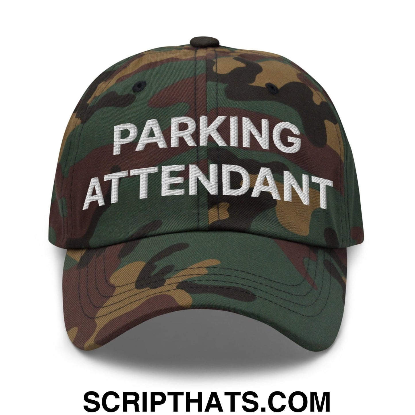Parking Attendant Uniform Work Embroidered Dad Hat Green Camo